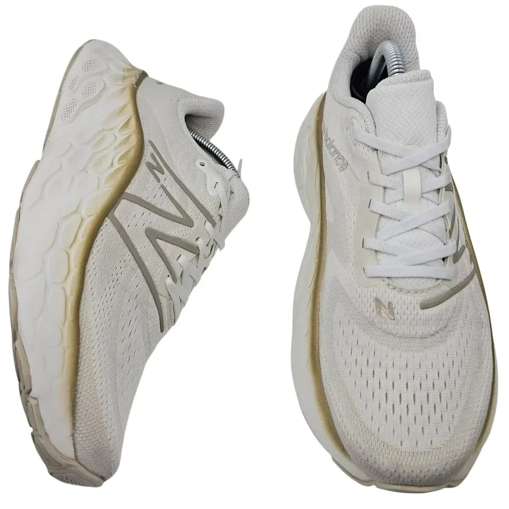 New Balance Fresh Foam X More v4 Womens 10.5 B White Gold Running Shoes Sneakers - Picture 2 of 12